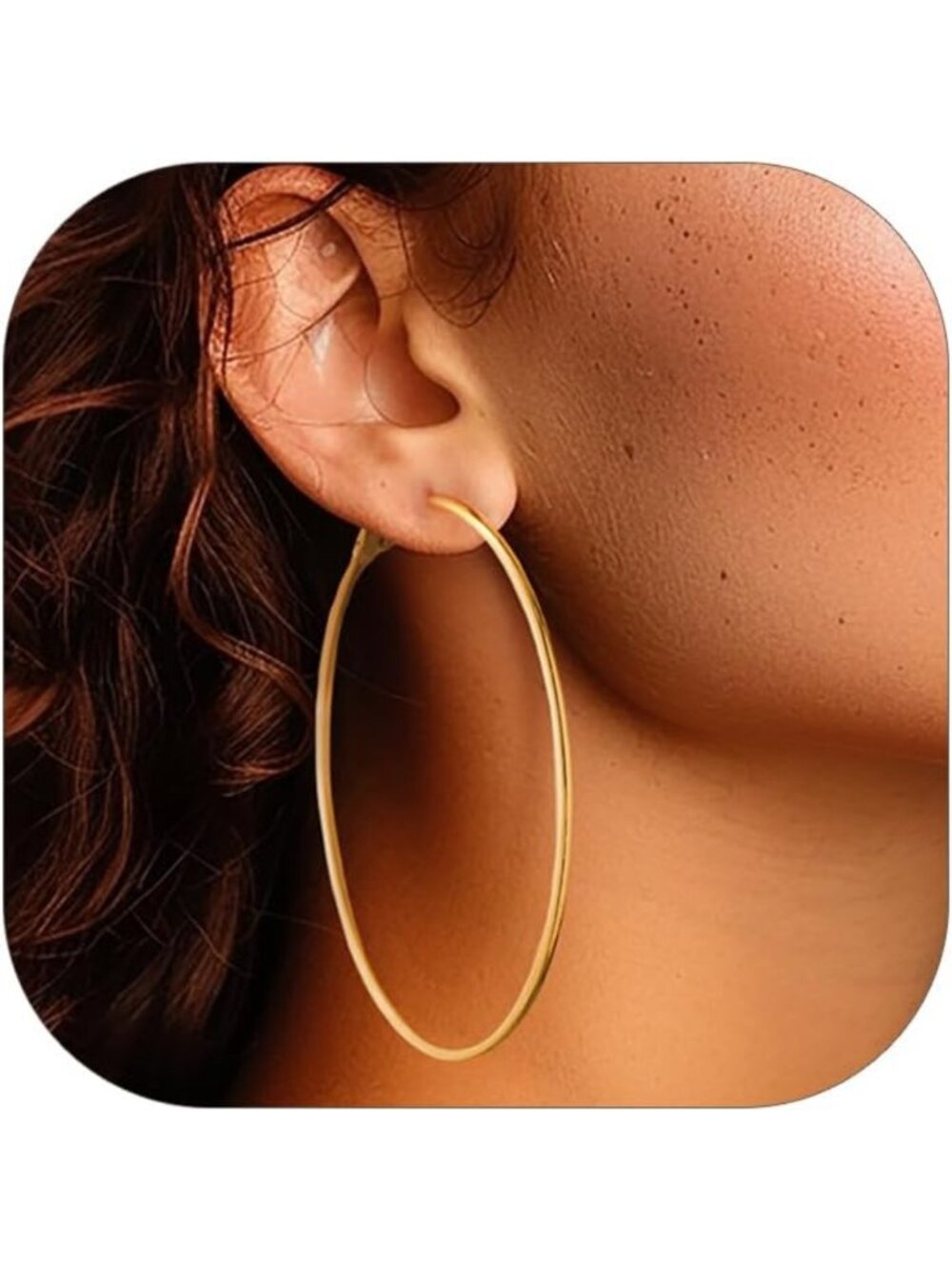14K Gold Plated Large Thin Hoop Earrings for Women - Stylish & Lightweight